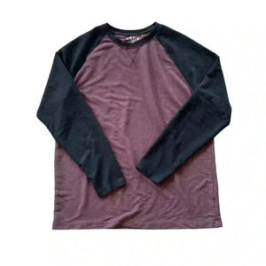 Orvis Mens Size Large Long Sleeve T Shirt Maroon & Black Raglan Super Soft!